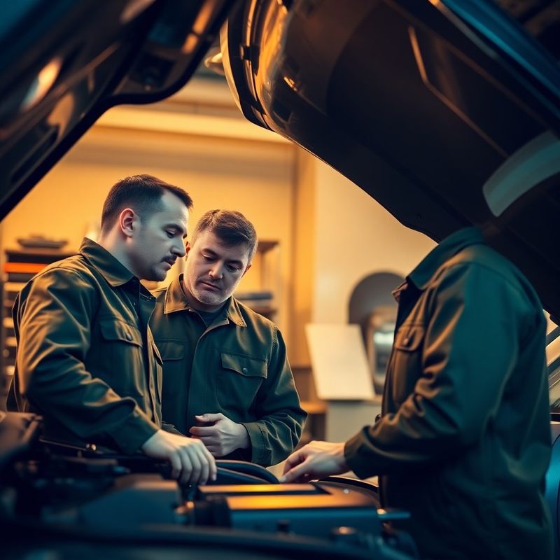 Dva technici spolupracují na diagnostice motoru